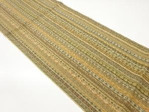 本場筑前博多縞に草花・菱模様織出し名古屋帯